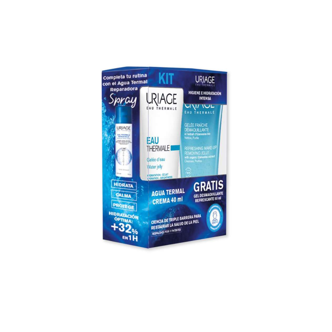 KIT URIAGE AGUA TERMAL CREMA GRATIS GEL DESMAQUILLANTE REFRESCANTE 50 ML NA CAJA X 1