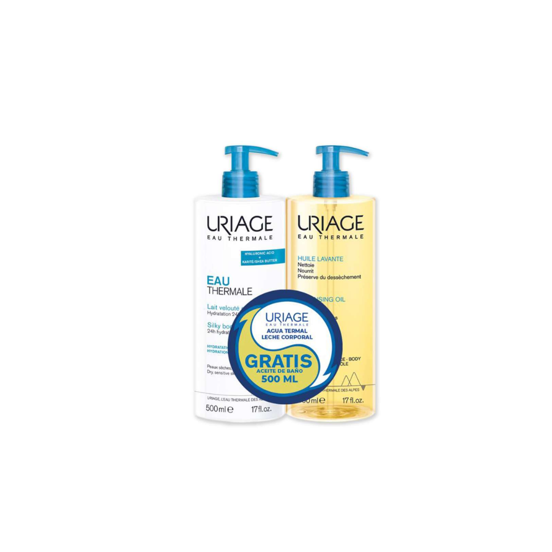KIT URIAGE AGUA TERMAL LECHE CORPORAL GRATIS URIAGE HUILE LAVANTE 500 ML NA CAJA X 1