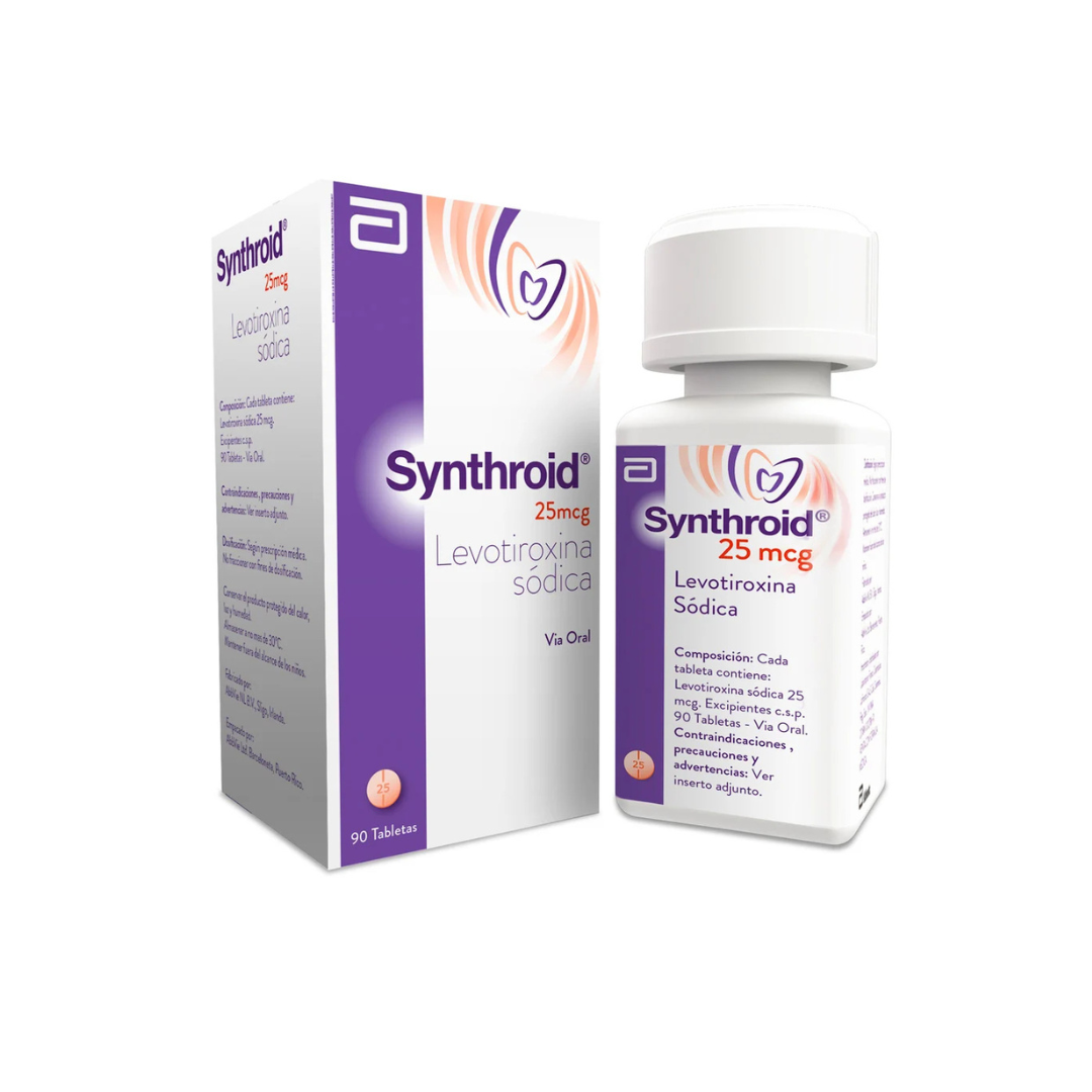 SYNTHROID 25 MCG TABLETA CAJA X 90