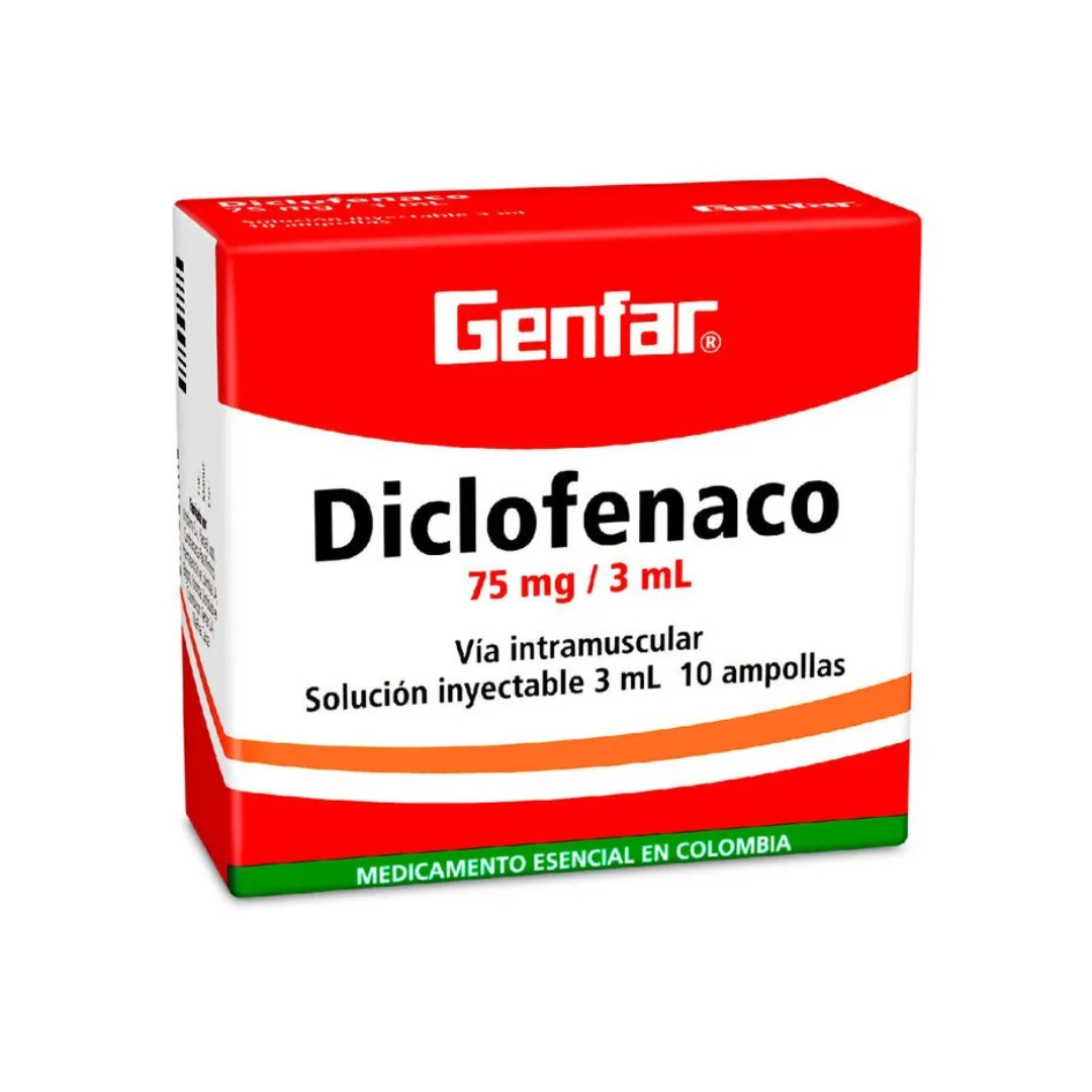 DICLOFENACO GENFAR 75 MG/3 ML SOLUCIÓN INYECTABLE CAJA X 10