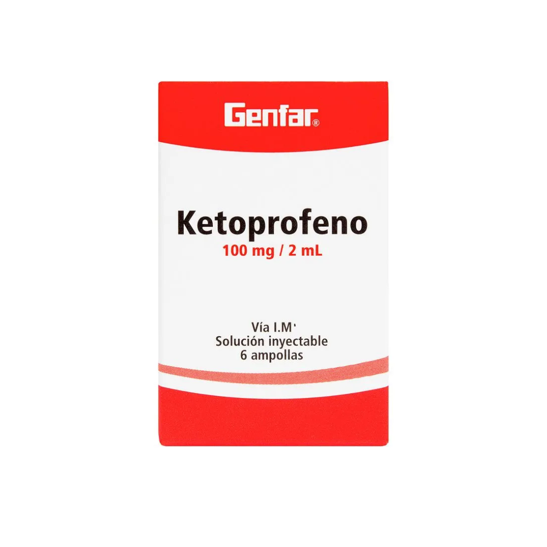 KETOPROFENO GENFAR 100 MG/2 ML SOLUCIÓN INYECTABLE CAJA X 6