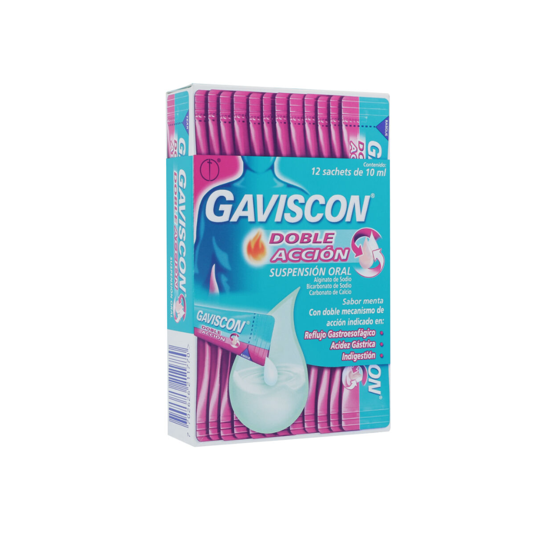 GAVISCON D/ACCION MENTA SUSPENSION ORAL CAJA X 12 SOBRES