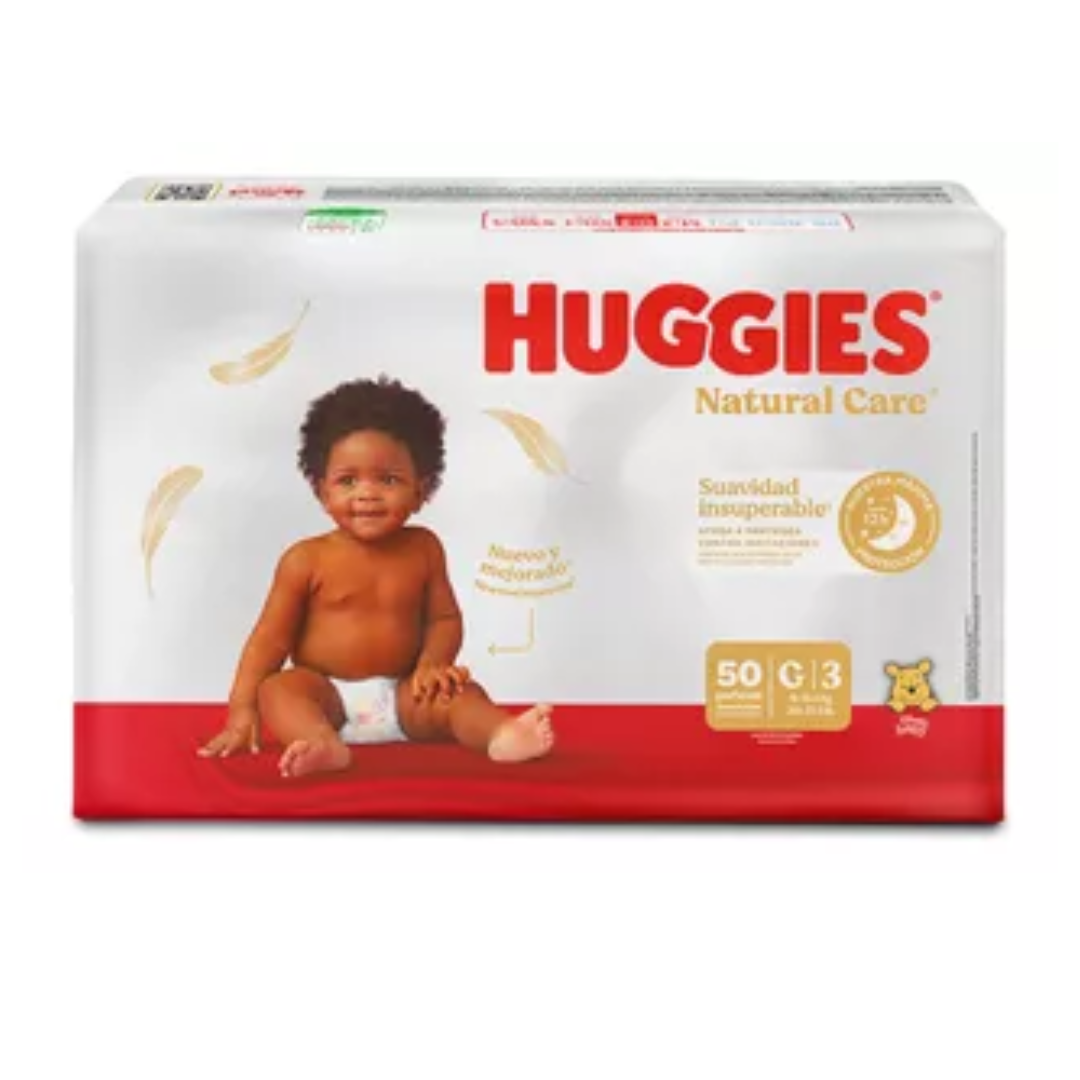 HUGGIES NAT CARE PURO/NATURAL UNISEX ET-3 NA BOLSA X 50