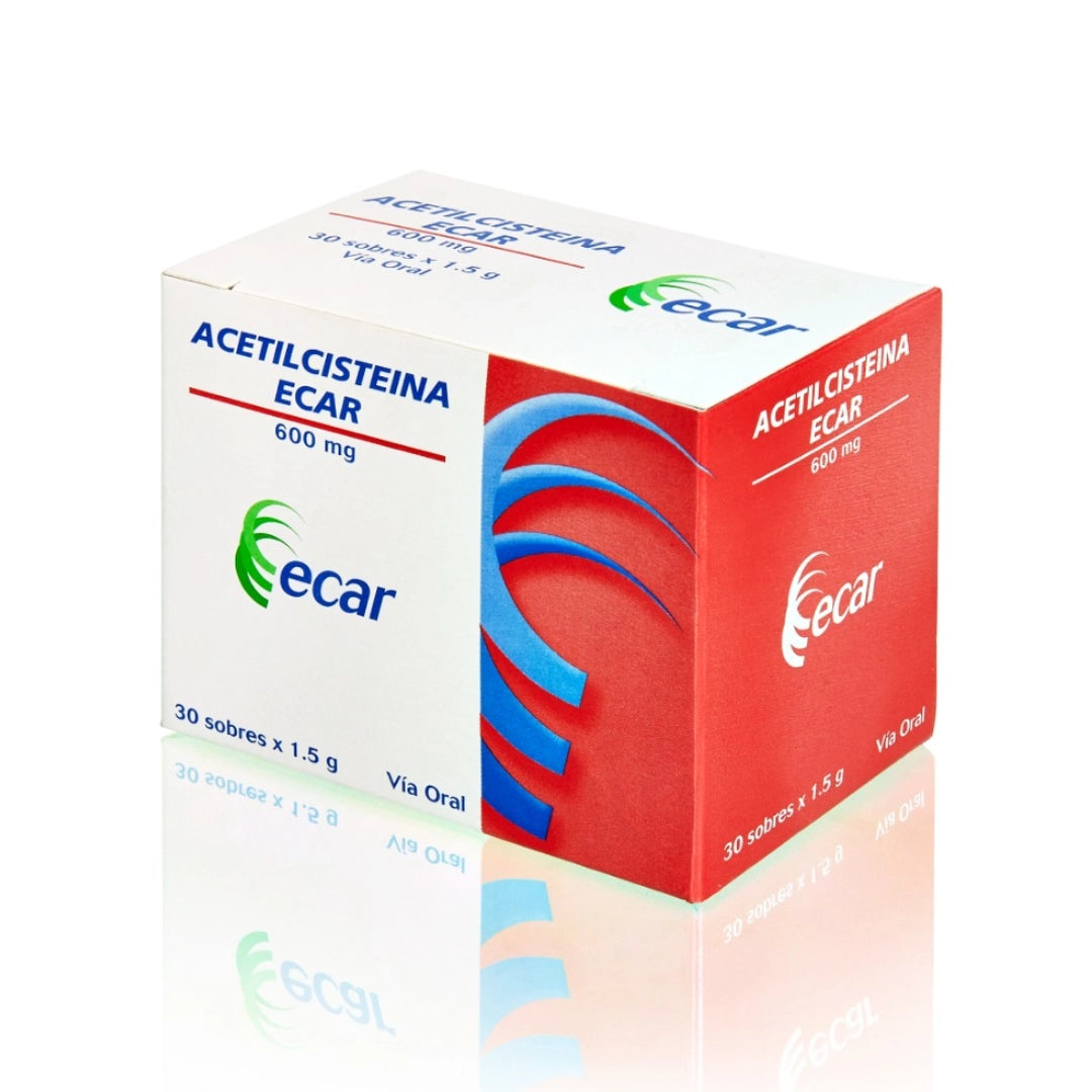 ACETILCISTEINA ECAR 600 MG SOBRE X 1.5 GR POLVO GRANULADO CAJA X 30 SOBRES