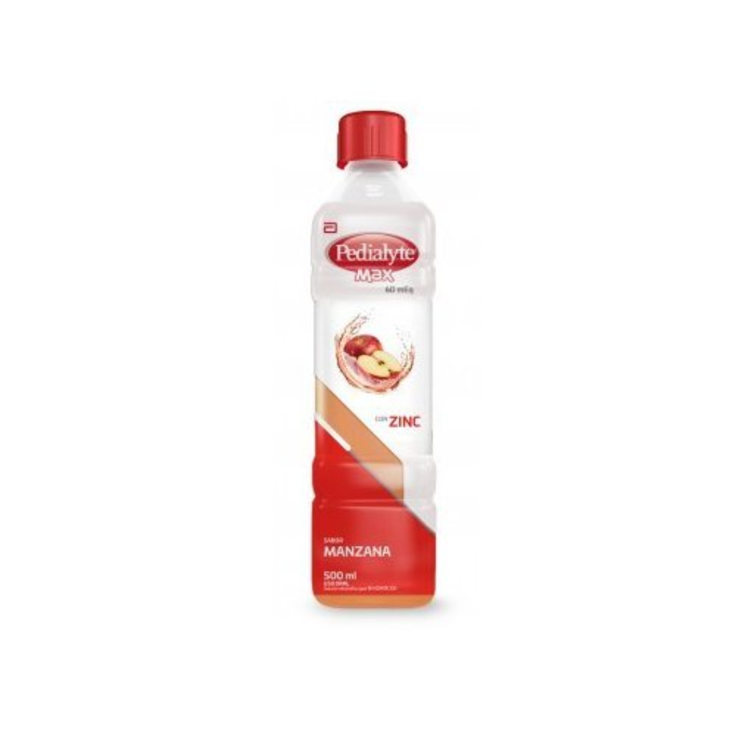 PEDIALYTE MAX ZINC 60 MEQ MANZANA SOLUCIÓN ORAL FRASCO X 500 ML