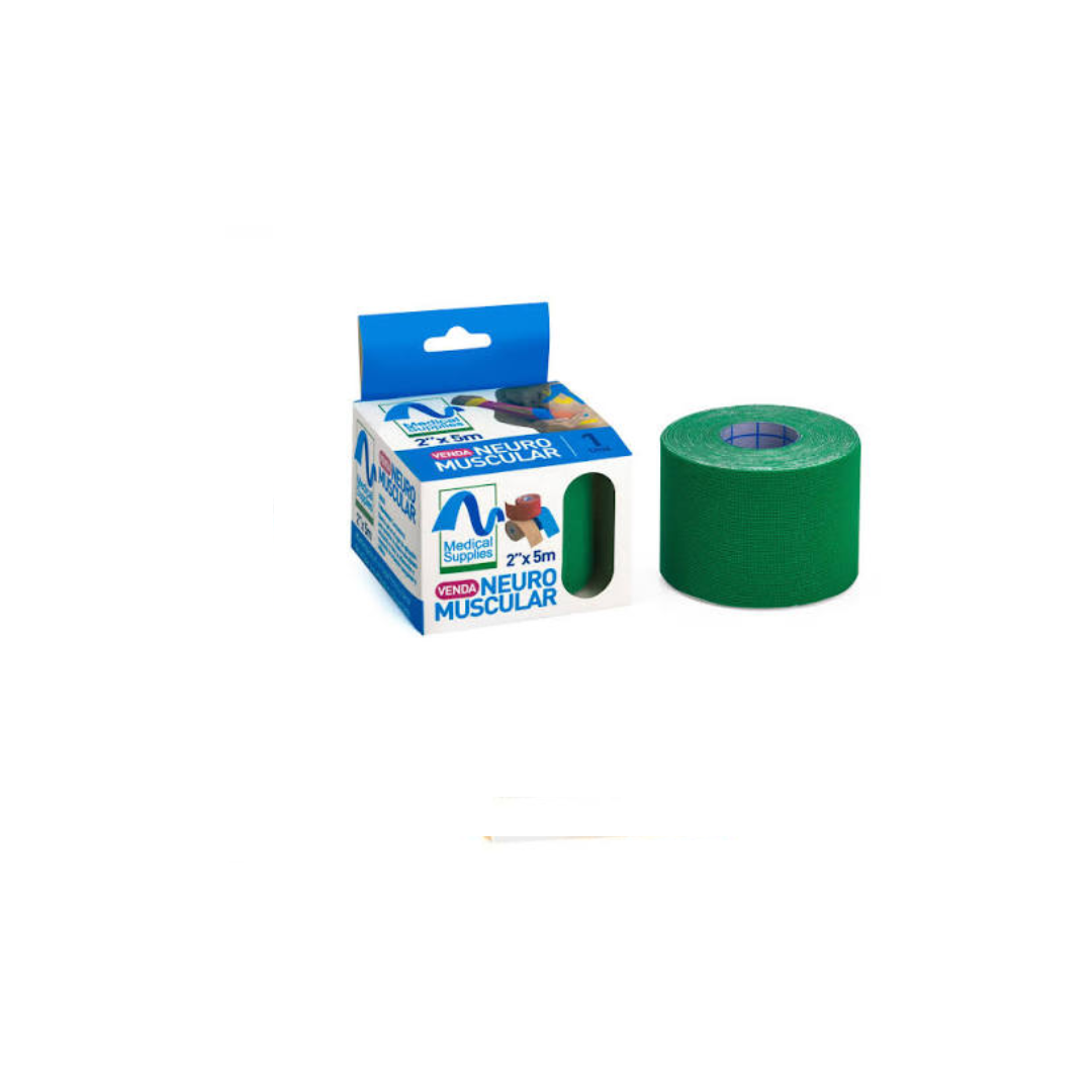 VENDA NEUROMUSCULAR CINTA DE KINESIOLOGÍA VERDE DM CAJA X 5