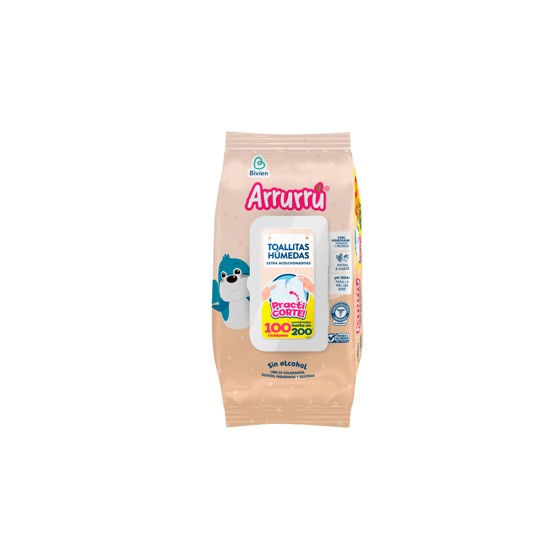 TOALLAS HUMEDAS ARRURRU EXTRA ACOL AVENA NA PAQ X 100