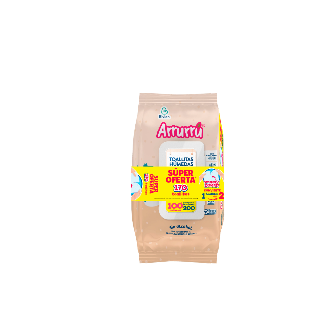 TOALLAS HUMEDAS ARRURRU AVENA NA PAQ X 170 UNDS