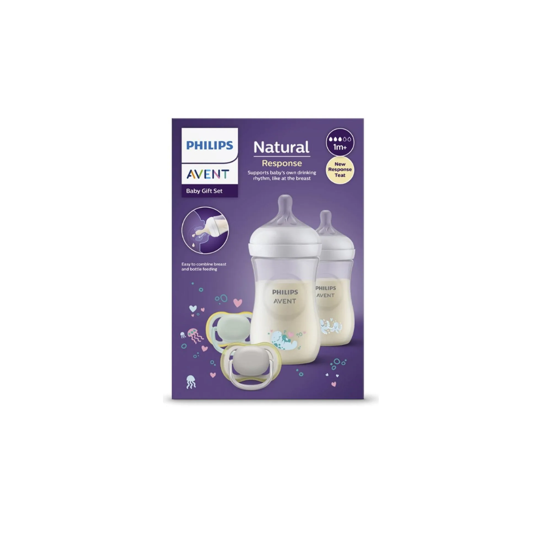 AVENT SET DE REGALO 4 PCS NATURAL 3.0 2 ENTRETENEDORES 2 TETEROS 9 ONZ NA CAJA X 1
