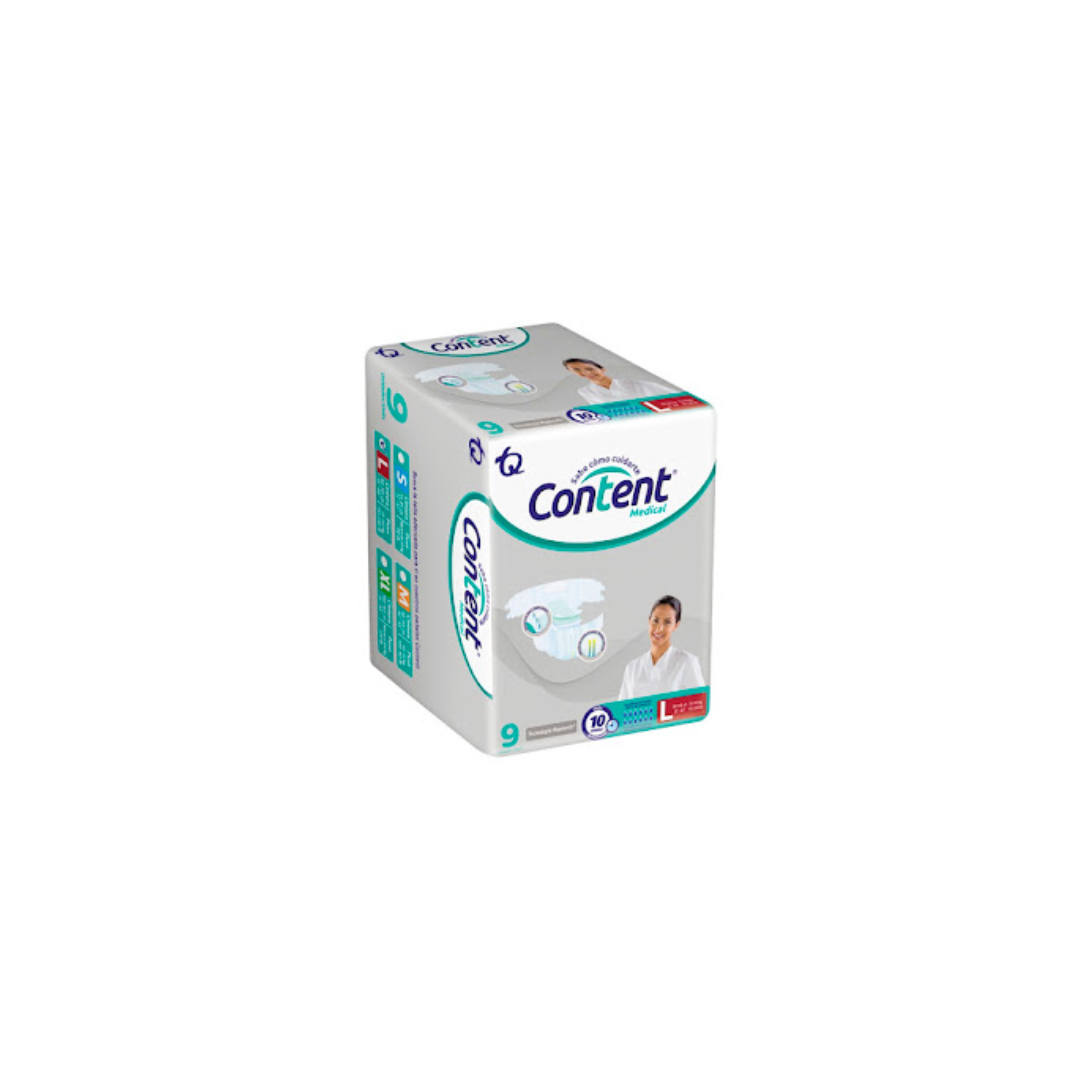 PAÑAL ADULTO CONTENT MEDICAL TALLA L NA CAJA X 9
