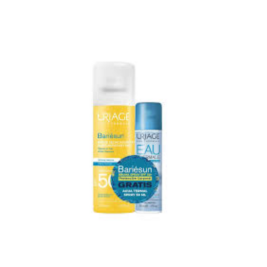 KIT URIAGE BARIESUN BRUMA SECHE HYDRATAN MOISTURIZING DRY MIST SPF 50+URIAGE AGUA TERMAL X 50 ML LOCIÓN TOPICA FRASCO X 200 ML