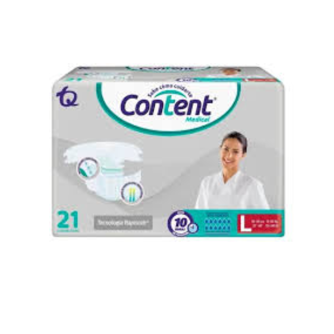 PAÑAL ADULTO CONTENT MEDICAL TALLA L NA BOLSA X 21