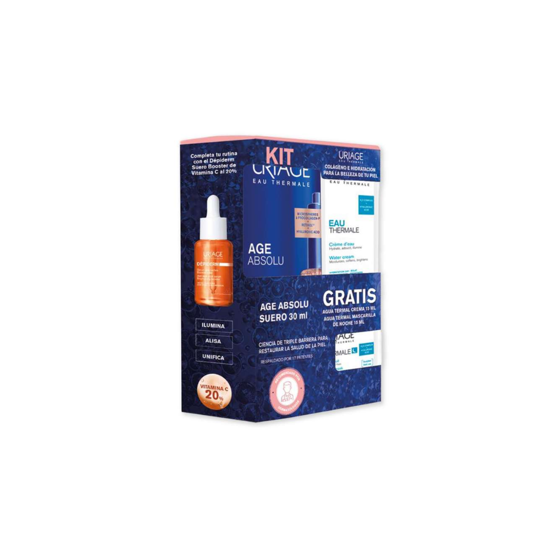 KIT URIAGE AGE ABSOLU SUERO + AGUA TERMAL CREMA 15 ML + AGUA TERMAL MASCARILLA DE NOCHE 15 ML  NA CAJA X 1