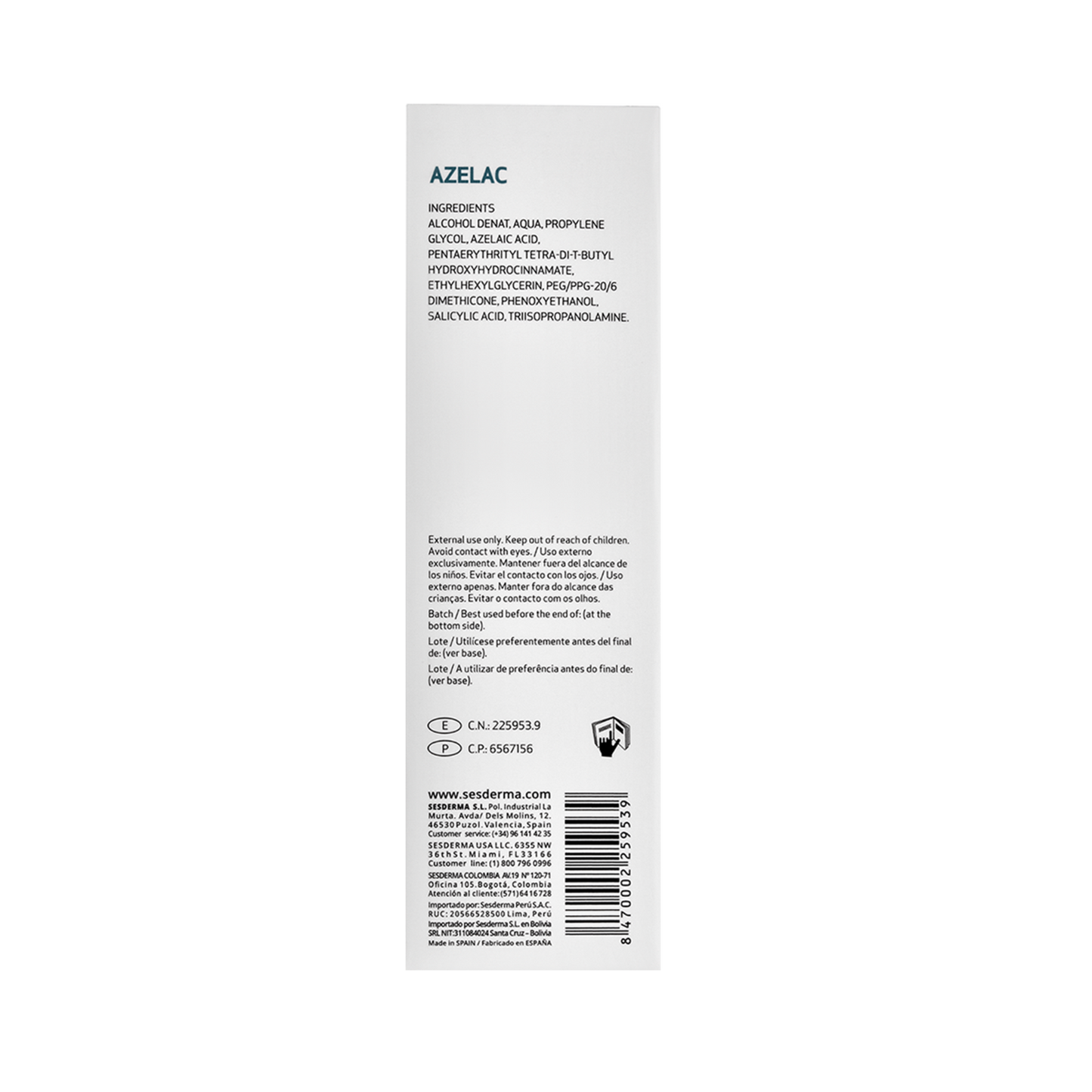 AZELAC LOCION PARA CARA CUERO CABELLUDO Y CUERPO LOCION FACIAL FRASCO X 100 ML