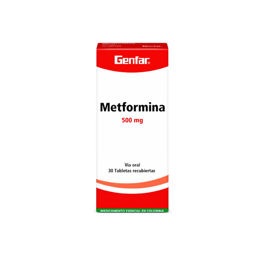 METFORMINA GENFAR 500 MG TABLETA RECUBIERTA CAJA X 30