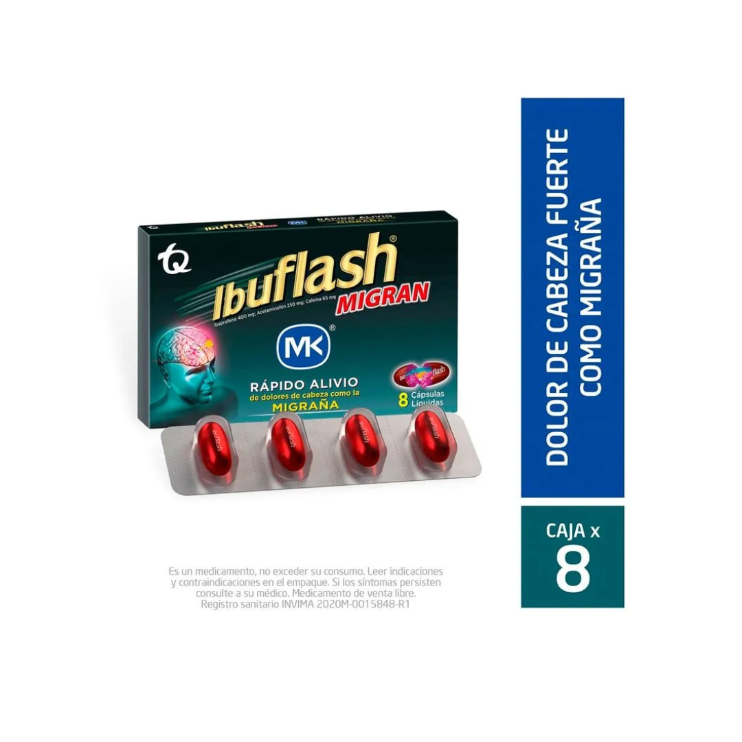 IBUFLASH UF 400 MG/65 MG CAPSULA BLANDAS CAJA X 8