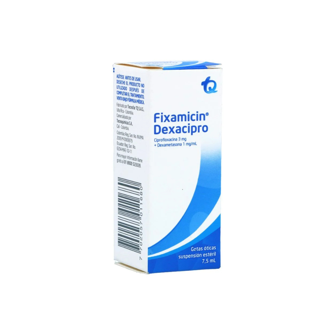 FIXAMICIN DEXACIPRO 1 MG/3 MG SUSPENSION OTICA FRASCO X 7.5 ML