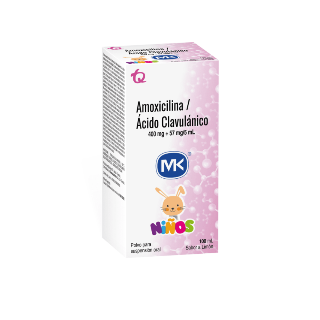 AMOXICILINA/ACIDO CLAVULANICO MK 400 MG/57 ML POLVO PARA SUSPENSIÓN FRASCO X 100 ML