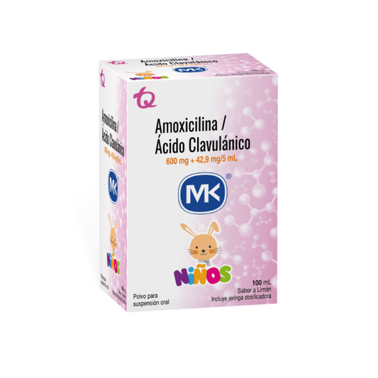 AMOXICILINA/ACIDO CLAVULANICO MK 42.9 MG/5 ML POLVO PARA SUSPENSIÓN FRASCO X 100 ML