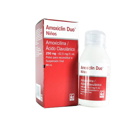 AMOXICLIN DUO 250 MG/62.5 MG/5 ML POLVO PARA SUSPENSIÓN FRASCO X 90 ML