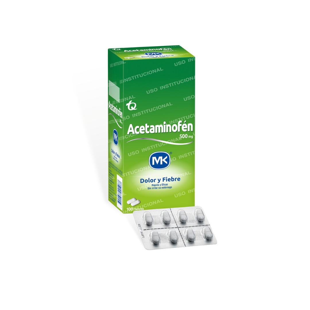 ACETAMINOFEN MK 500 MG TABLETA CAJA X 100