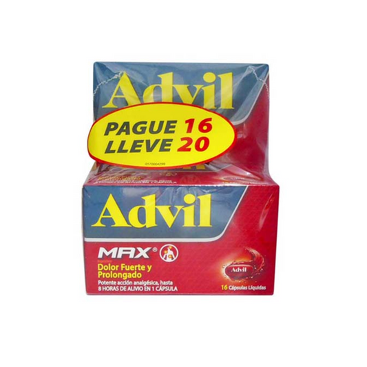 ADVIL MAX 400 MG CAPSULA BLANDAS CAJA X 16 GRATIS 4 CAP