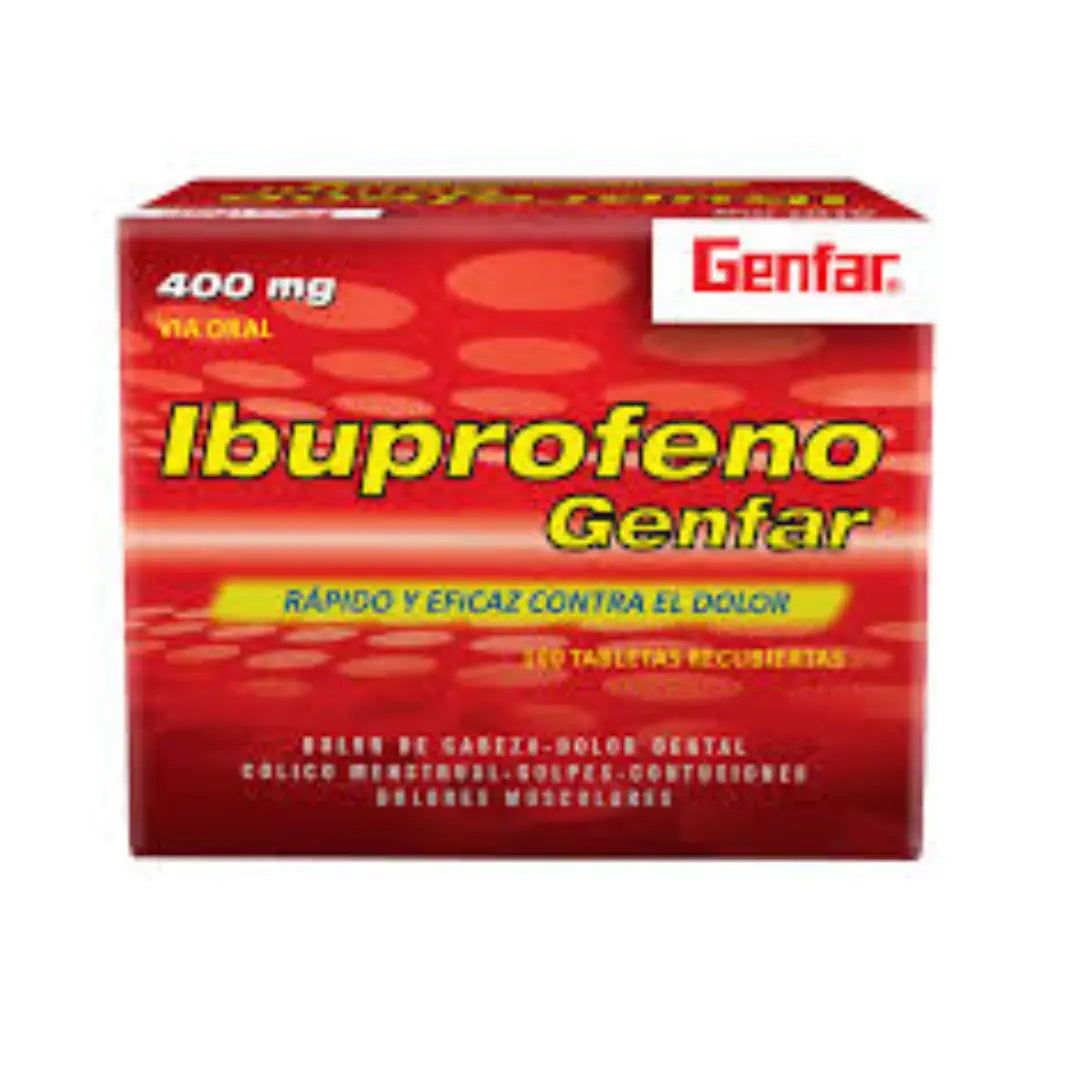 IBUPROFENO GENFAR 400 MG TABLETA RECUBIERTA CAJA X 100