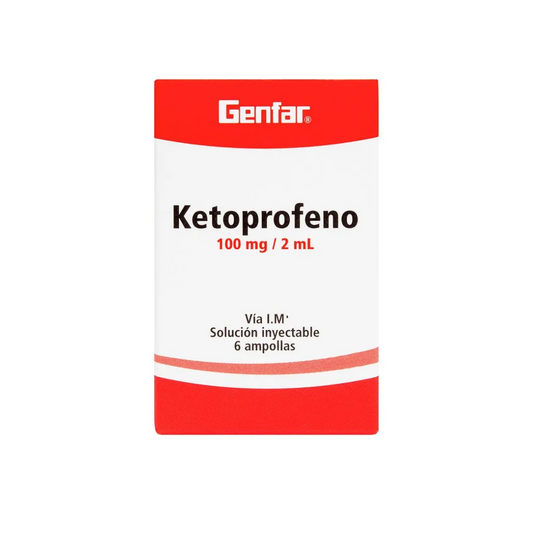 KETOPROFENO GENFAR 100 MG/2 ML SOLUCIÓN INYECTABLE CAJA X 6