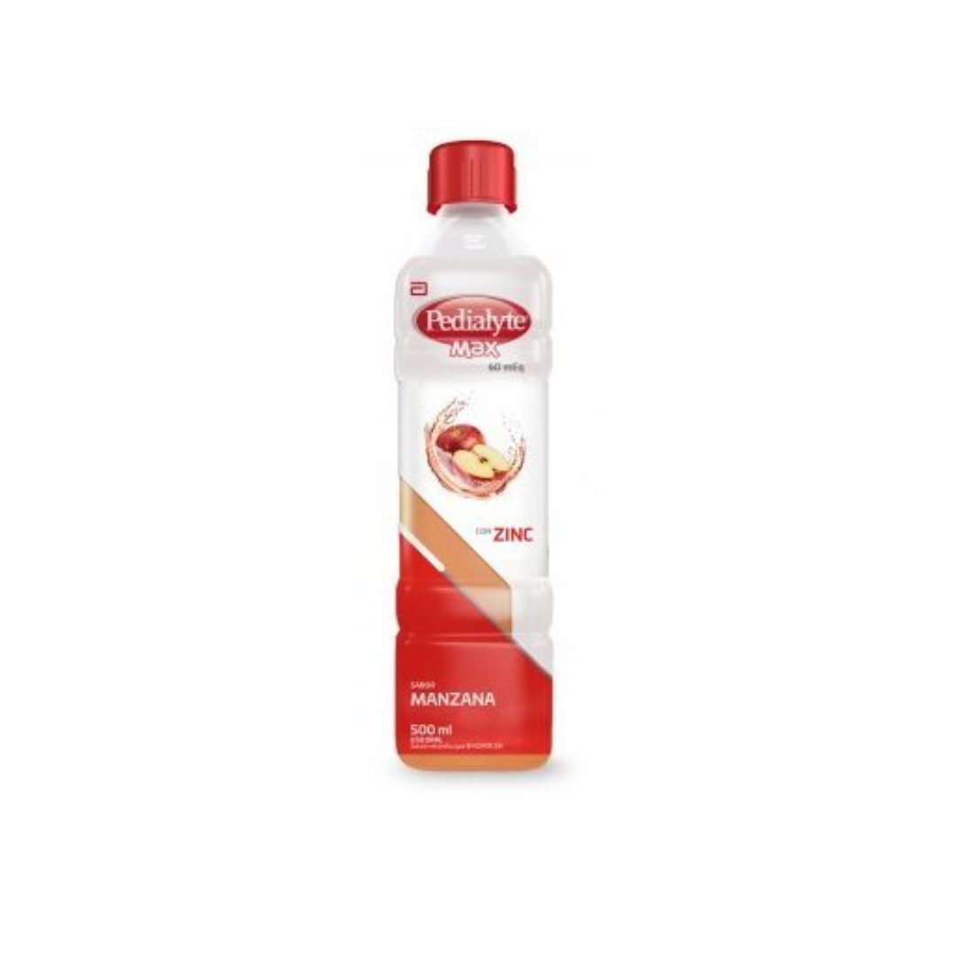 PEDIALYTE MAX ZINC 60 MEQ  MANZANA SOLUCIÓN ORAL FRASCO X 500 ML