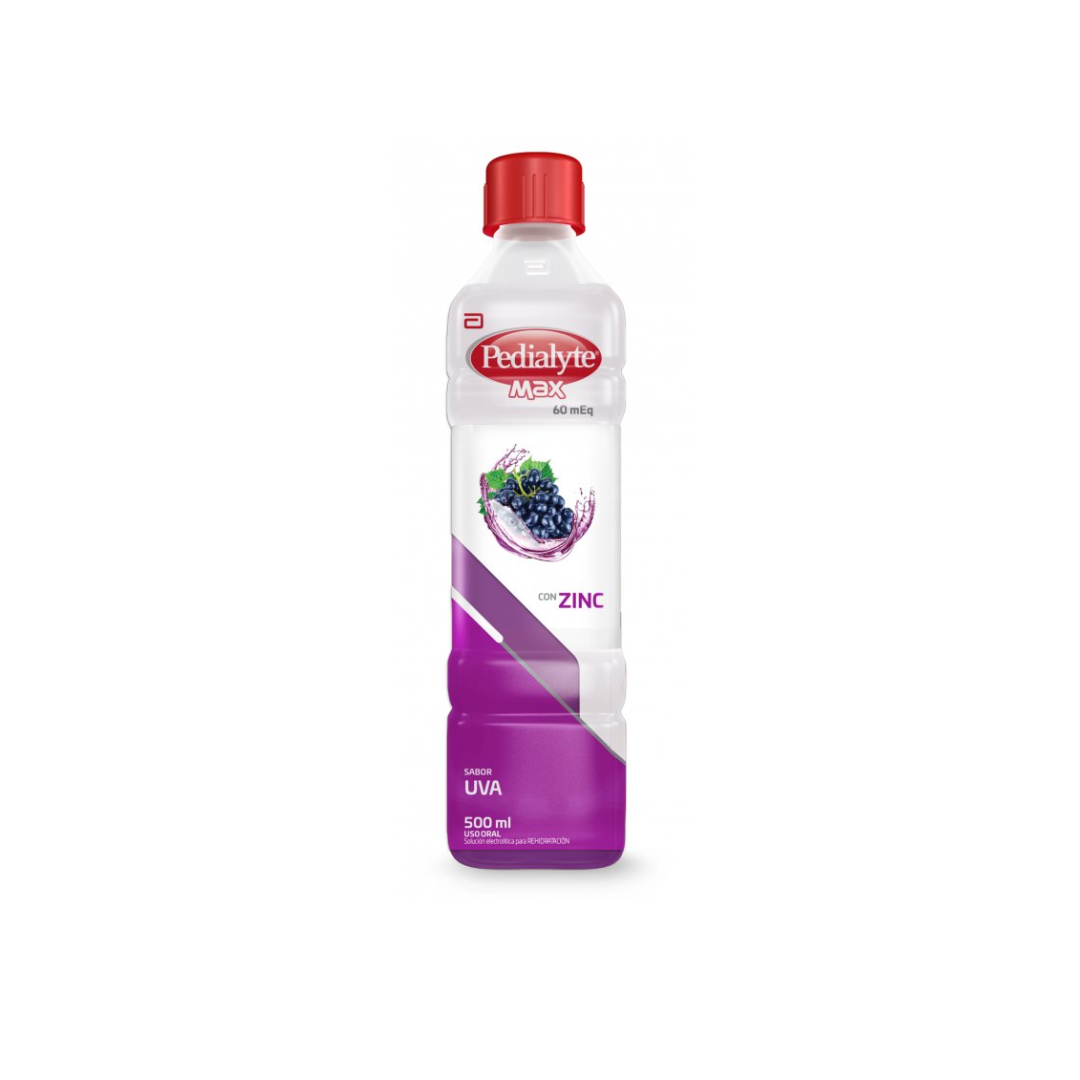 PEDIALYTE MAX ZINC 60 MEQ UVA SOLUCIÓN ORAL FRASCO X 500 ML