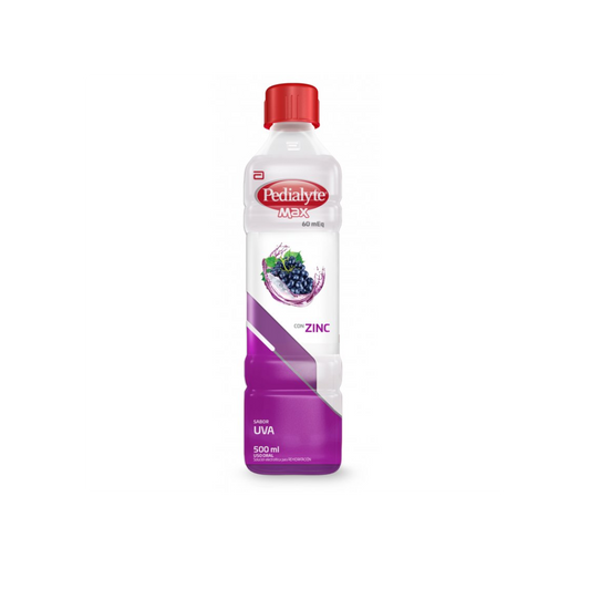 PEDIALYTE MAX ZINC 60 MEQ UVA SOLUCIÓN ORAL FRASCO X 500 ML