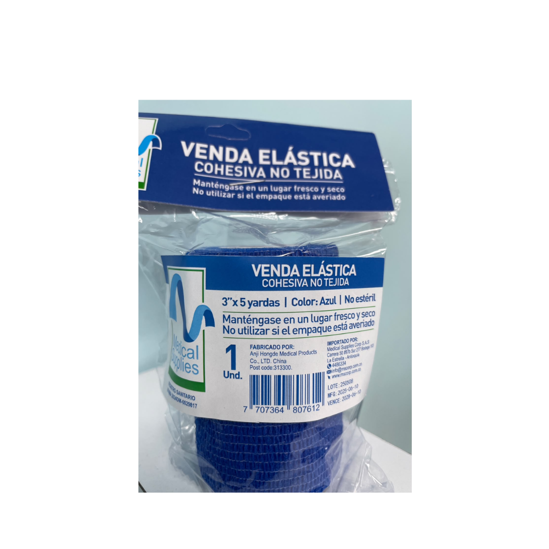VENDA ELASTICA COHESIVA NO TEJIDA 3 X 4.5MT AZUL DM CAJA X 12