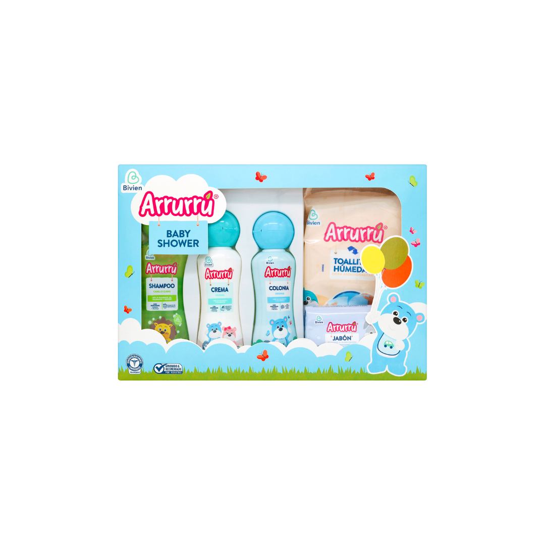 ESTUCHE ARRURRU BABY SHOWER AZUL 5 ARTICULOS. NA UNIDAD