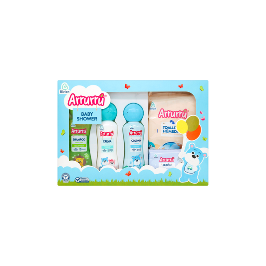 ESTUCHE ARRURRU BABY SHOWER AZUL 5 ARTICULOS. NA UNIDAD