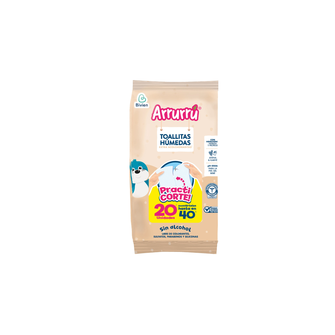 TOALLAS HUMEDAS ARRURRU EXTRA ACOL AVENA NA PAQ X 20 UNDS