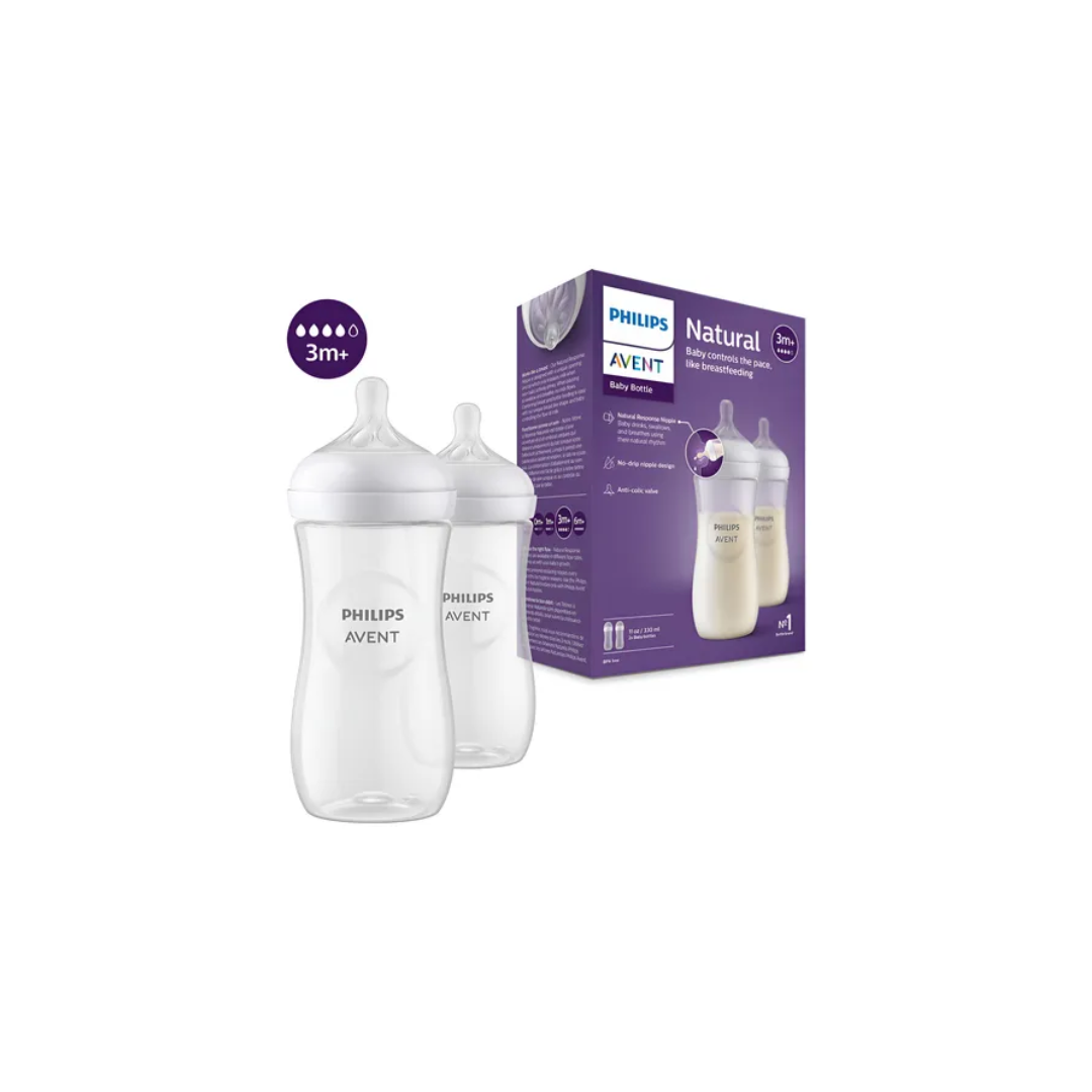 AVENT TETERO NATURAL 11 ONZ PLASTICO TAPA CHUPA BLANDA NA CAJA X 2