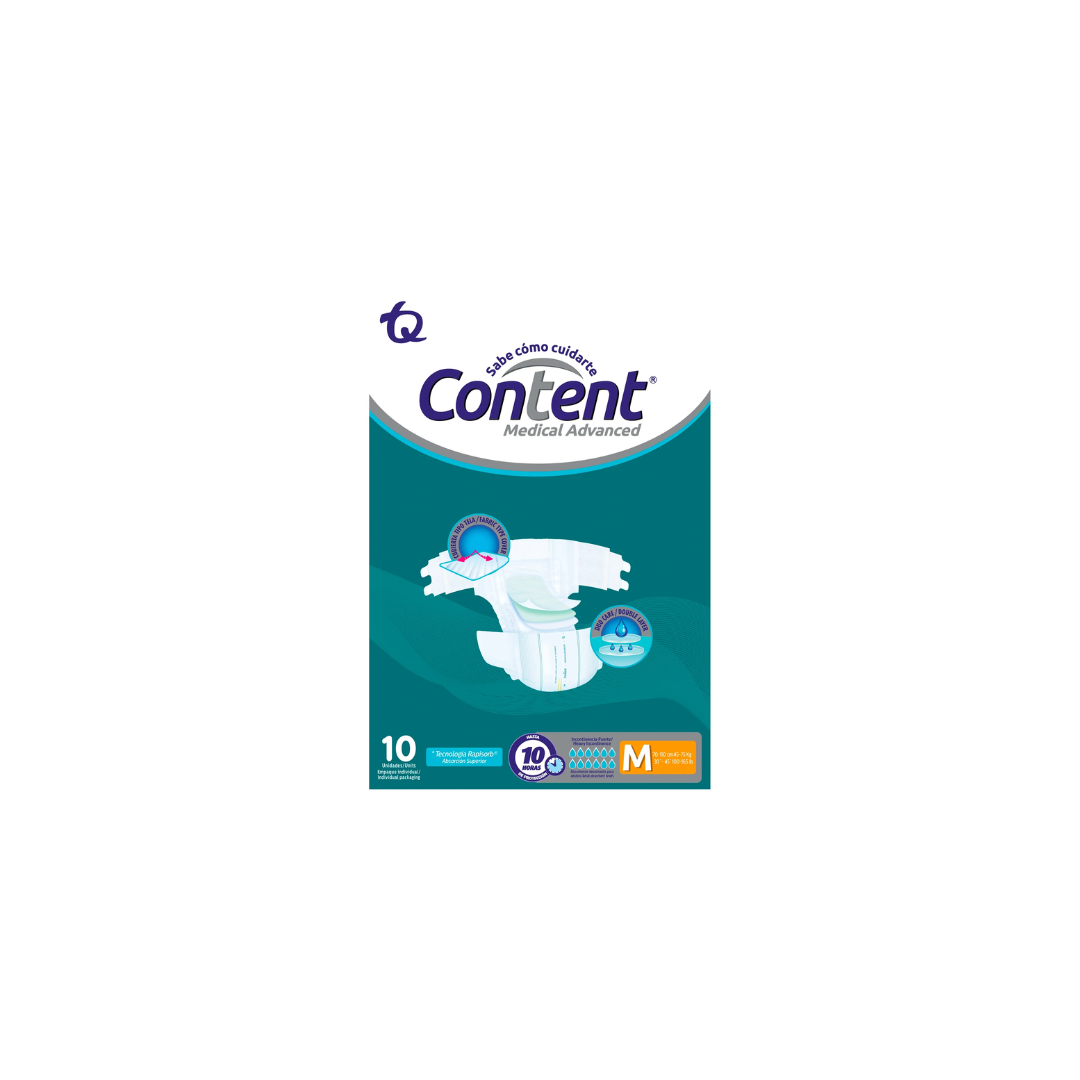 PAÑAL ADULTO CONTENT MEDICAL TALLA M NA PLEX X 10 UNDS